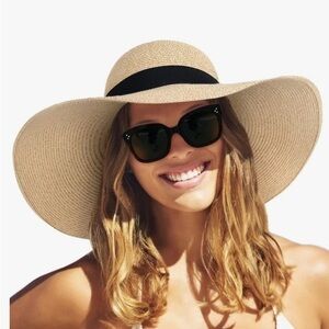 Furtalk UPF 50 Sunhat - M/L tan black ribbon , paper cotton polyester